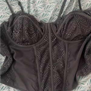 Garage Charcoal Lace Bodysuit